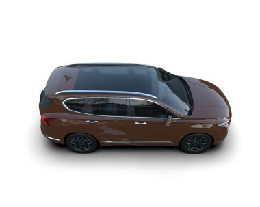 Siyah SUV beyaz arka planda siyah camlı 3 boyutlu illüstrasyon.