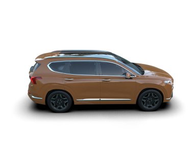 Beyaz arka planda modern lüks SUV 3D görüntüleme