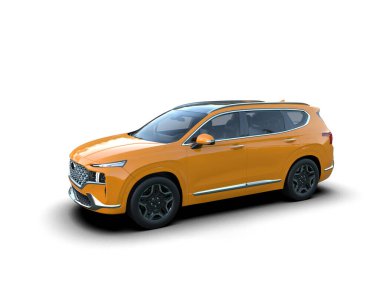 renklerde beyaz arkaplan üzerinde modern kompakt araba - 3 boyutlu renkler