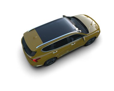 modern şehir arabası - beyaz arka planda şehir - 3 boyutlu canlandırma