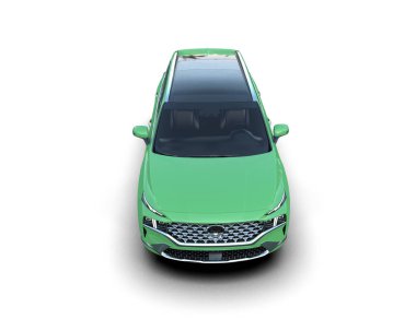Modern yeşil araba beyazda izole edilmiş. 3 Boyutlu Hazırlama