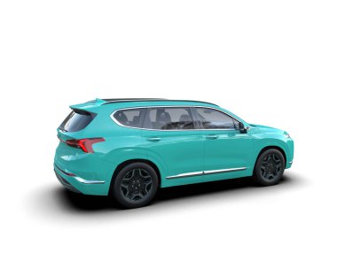 Yeşil lüks arazi aracı beyaz arka planda izole edilmiş. 3d oluşturma.