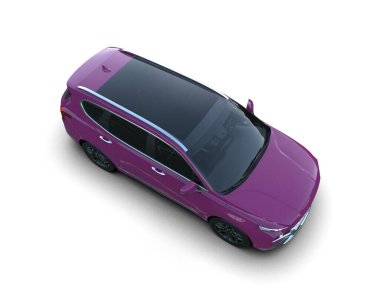 Beyaz arka planda güzel bir araba manzaralı pembe spor araba. Araba bir aile ve modern bir araçtır..