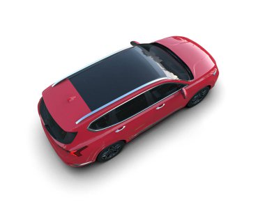 modern şehir arabası kırpma yolu ile beyaz arkaplanda izole edildi - 3 boyutlu görüntüleme