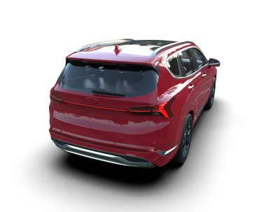 Stüdyo ortamında markasız bir SUV 'un 3 boyutlu çizimi