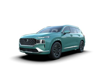 Beyaz arka planda bir araba. 3d oluşturma