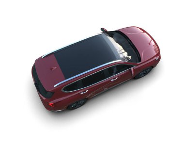 Beyaz arka planı olan modern kırmızı araba.