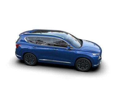 Mavi arazi aracı beyaz arka planda izole edilmiş. 3d oluşturma.