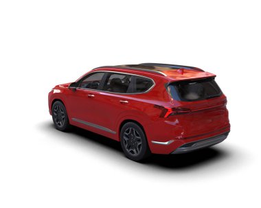 Kırmızı kapüşonlu siyah araba beyaz arka planda izole.