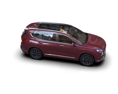 Beyaz arka planda koyu renk bir SUV 'un 3 boyutlu görüntüsü