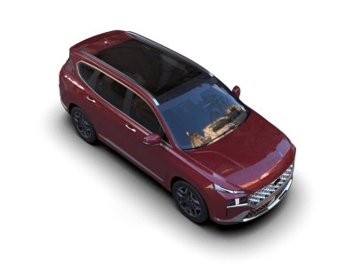 Modern şehir arabası kırpma yolu ile beyaz arka planda izole edildi. 3d oluşturma.