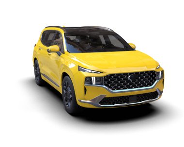 Lüks SUV - Sarı arka planı ve 3 boyutlu resimli modern araba