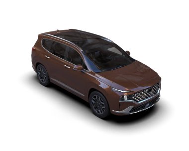 Beyaz arka planda modern bir araba. Gölgeli araba - 3 boyutlu görüntüleme