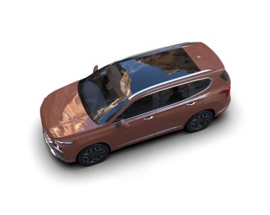 Modern araba arka planda izole edilmiş. 3D görüntüleme - illüstrasyon