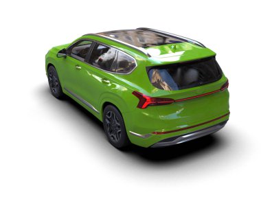 Siyah arka planı olan yeşil modern bir araba.