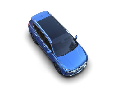 mavi araba beyaz arkaplanda izole edildi