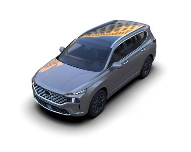 Kırpma yolu olan beyaz arka planda modern lüks bir araba. 3d oluşturma