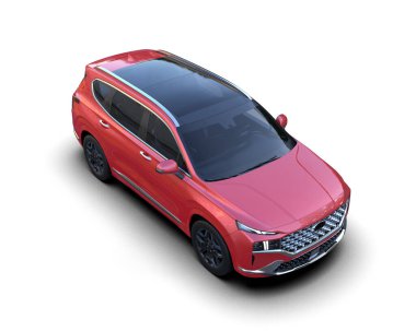 Modern araba arka planda izole edilmiş. 3D görüntüleme - illüstrasyon