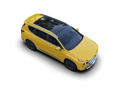 Beyaz arka planda sarı modern araba