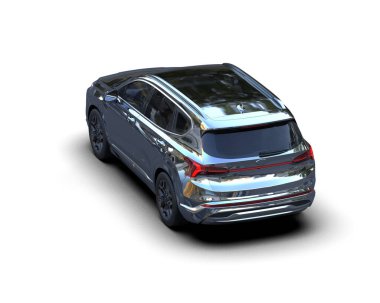 Modern şehir arabası beyaz arka planda izole edildi. 3 boyutlu çizim - illüstrasyon