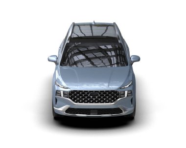 Arka planda modern bir araba. 3d oluşturma