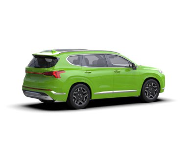 Yeşil şehir arabası. şehir konsepti. 3d oluşturma.