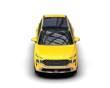 modern şehir sarı arabası - 3 d illüstrasyon