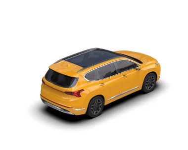 Boş ekranlı sarı lüks bir cip. 3 Boyutlu Hazırlama.