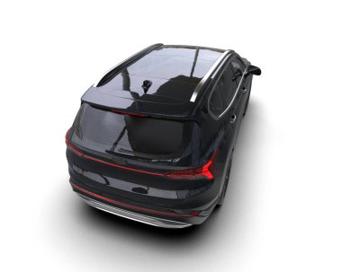 Beyaz arka planda siyah araba, 3 boyutlu görüntüleme