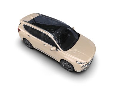 modern şehir arabası kırpma yolu ve 3 boyutlu görüntüleme ile beyaz bir arkaplanda izole edildi