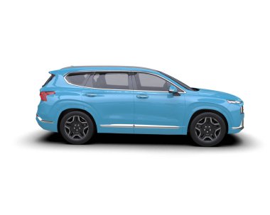 Mavi şehir manzaralı mavi SUV