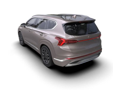 Beyaz arka planda bir araba. 3d oluşturma