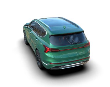 Siyah ekranlı yeşil bir cip. 3d oluşturma.