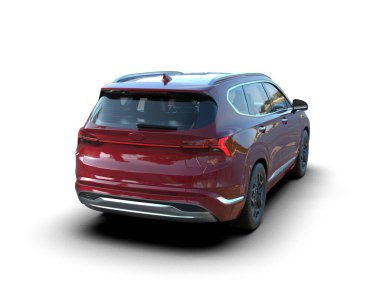 Beyaz arka planda daha az SUV konsepti olan bir markanın 3 boyutlu çizimi.