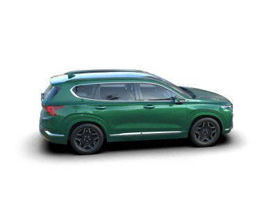 Yeşil arazi aracı beyaz arka planda izole edilmiş. 3d oluşturma.