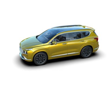 Beyaz arka planda gölgeli modern şehir arabası - 3 boyutlu illüstrasyon