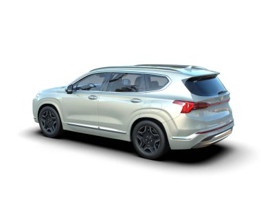 Beyaz arka planda bir cip arabası. 3d oluşturma