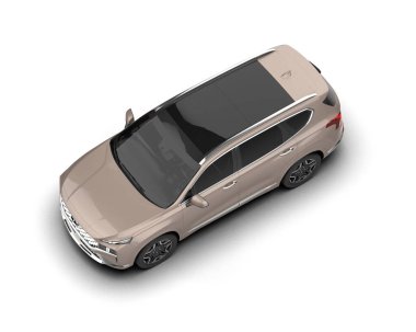 Beyaz stüdyoda izole edilmiş 3 boyutlu bir kamyonet.