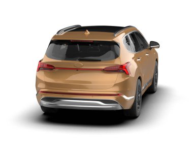 Modern araba beyaz 3 boyutlu bir resimde izole edilmiş.