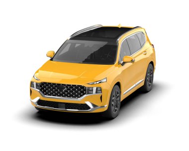 modern sarı şehir arabası - arka plan - 3 boyutlu illüstrasyon