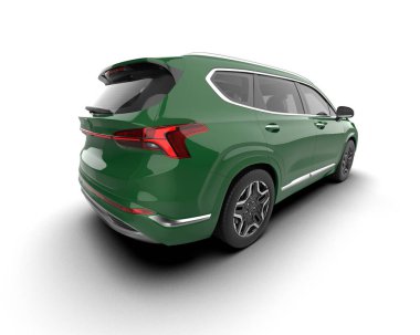 yeşil modern SUV arabası - yan görüş. 3d oluşturma