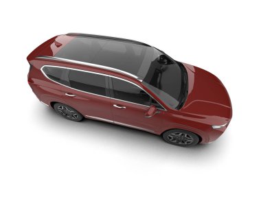 Aracın 3 boyutlu görüntüsü beyaz arka planda izole edilmiş. 3d illüstrasyon.