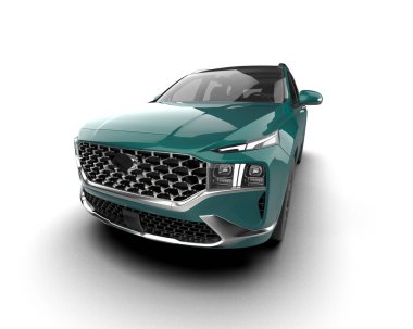 Modern araba arka planda izole edilmiş. 3D görüntüleme - illüstrasyon