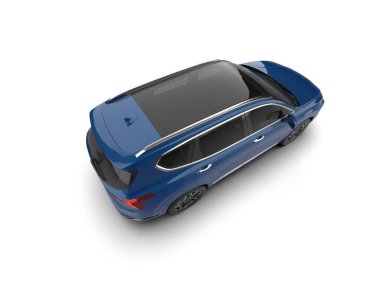 Geri görüşlü mavi araba.