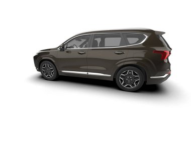 Beyaz arka planda siyah SUV aracı, 3 boyutlu görüntüleme