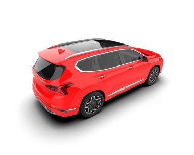 Beyaz arka planda kırmızı araba. 3d oluşturma.