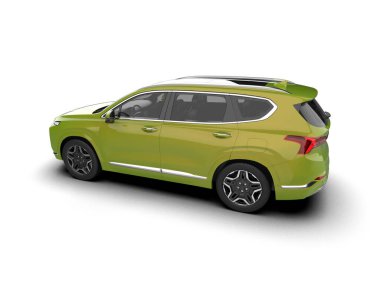 yeşil modern araba beyaz arka planda izole edilmiş.