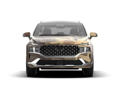 Modern kamuflajlı SUV arabası beyaz arka planda izole edildi