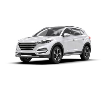 modern beyaz SUV arabası beyaz arkaplanda izole edildi
