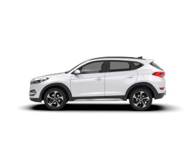 modern beyaz SUV arabası beyaz arkaplanda izole edildi